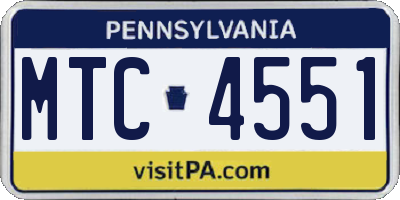 PA license plate MTC4551