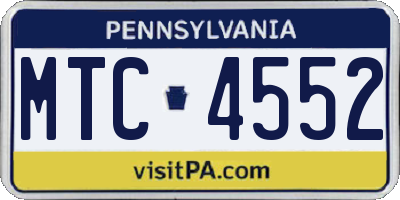 PA license plate MTC4552