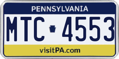 PA license plate MTC4553