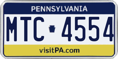 PA license plate MTC4554
