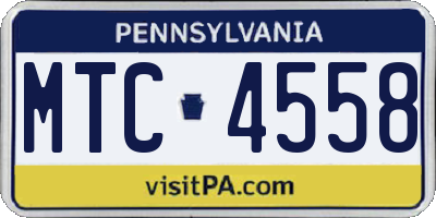 PA license plate MTC4558
