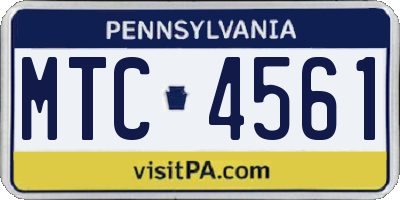 PA license plate MTC4561