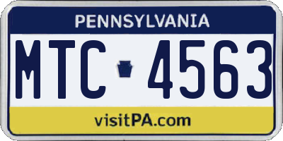 PA license plate MTC4563