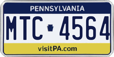 PA license plate MTC4564