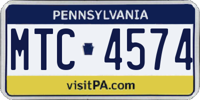 PA license plate MTC4574