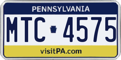 PA license plate MTC4575