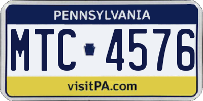 PA license plate MTC4576