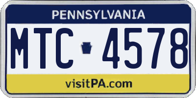 PA license plate MTC4578