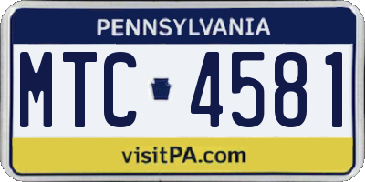 PA license plate MTC4581