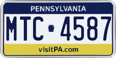 PA license plate MTC4587