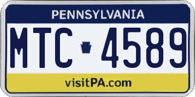 PA license plate MTC4589