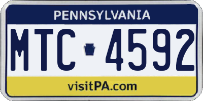 PA license plate MTC4592
