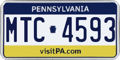 PA license plate MTC4593