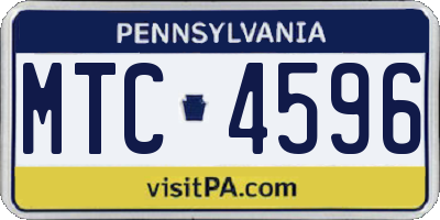 PA license plate MTC4596
