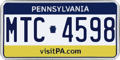 PA license plate MTC4598