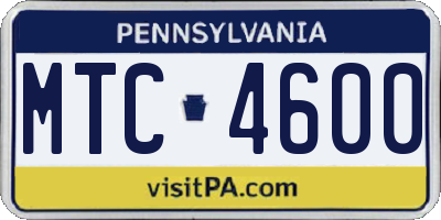PA license plate MTC4600