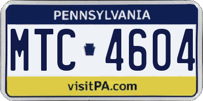 PA license plate MTC4604