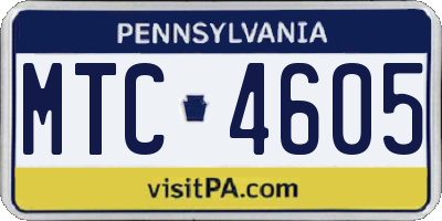 PA license plate MTC4605