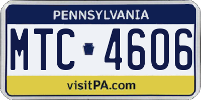 PA license plate MTC4606