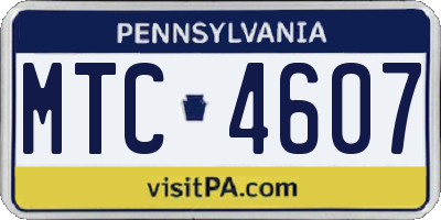 PA license plate MTC4607
