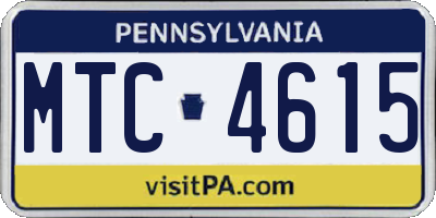PA license plate MTC4615