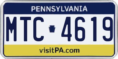 PA license plate MTC4619