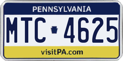 PA license plate MTC4625