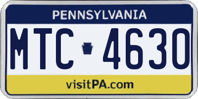 PA license plate MTC4630