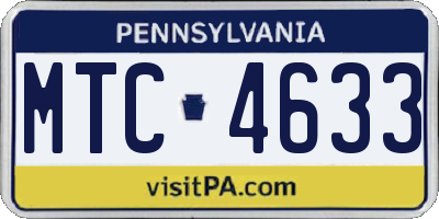PA license plate MTC4633