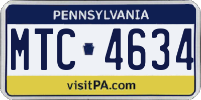 PA license plate MTC4634