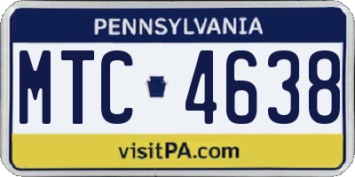 PA license plate MTC4638