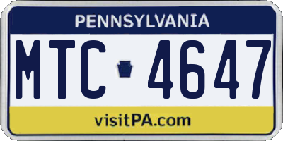 PA license plate MTC4647