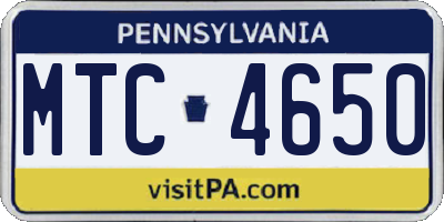 PA license plate MTC4650