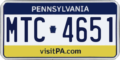 PA license plate MTC4651