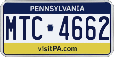 PA license plate MTC4662