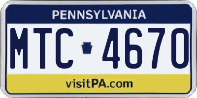 PA license plate MTC4670