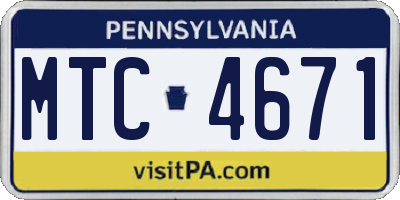 PA license plate MTC4671