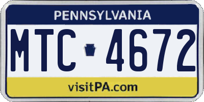 PA license plate MTC4672