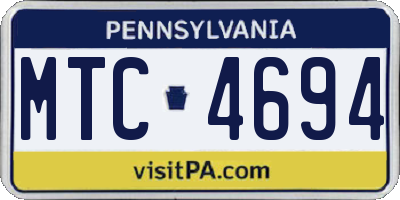 PA license plate MTC4694