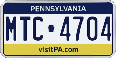 PA license plate MTC4704