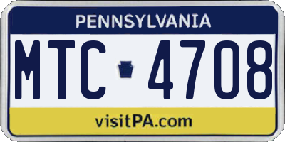 PA license plate MTC4708