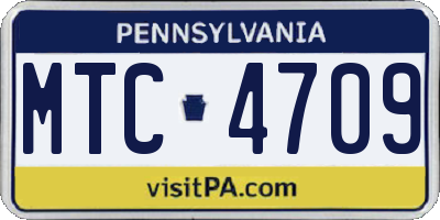 PA license plate MTC4709