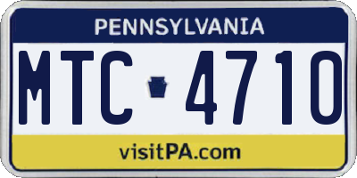 PA license plate MTC4710
