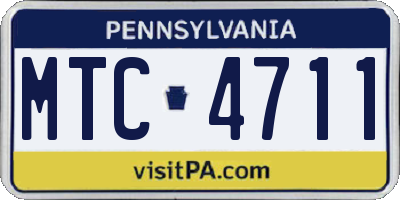 PA license plate MTC4711