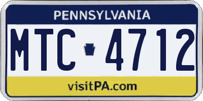 PA license plate MTC4712