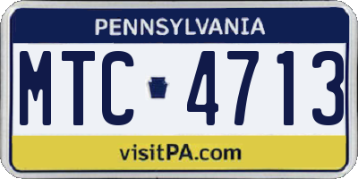 PA license plate MTC4713