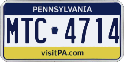 PA license plate MTC4714