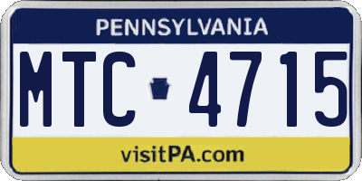 PA license plate MTC4715