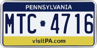 PA license plate MTC4716