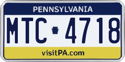 PA license plate MTC4718